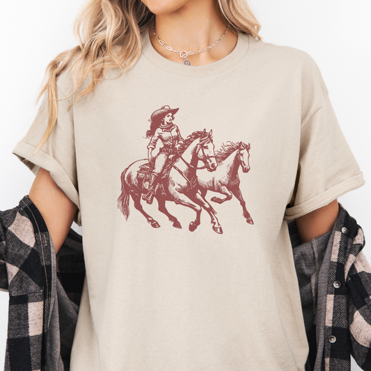Cowgirl & Horses Tee | Vintage Cowgirl | T-shirt