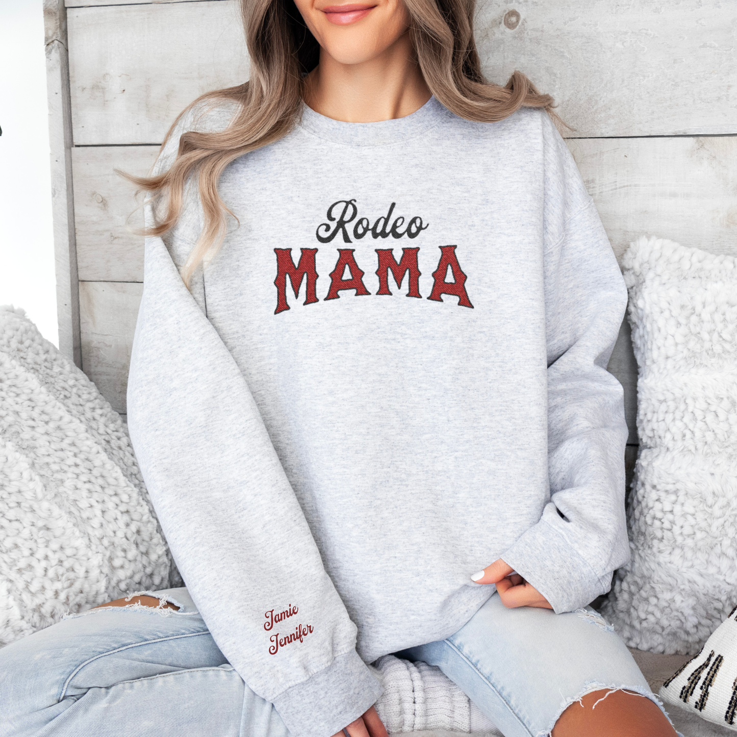 Custom Rodeo Mama Sweater | Embroidered | Sweatshirts