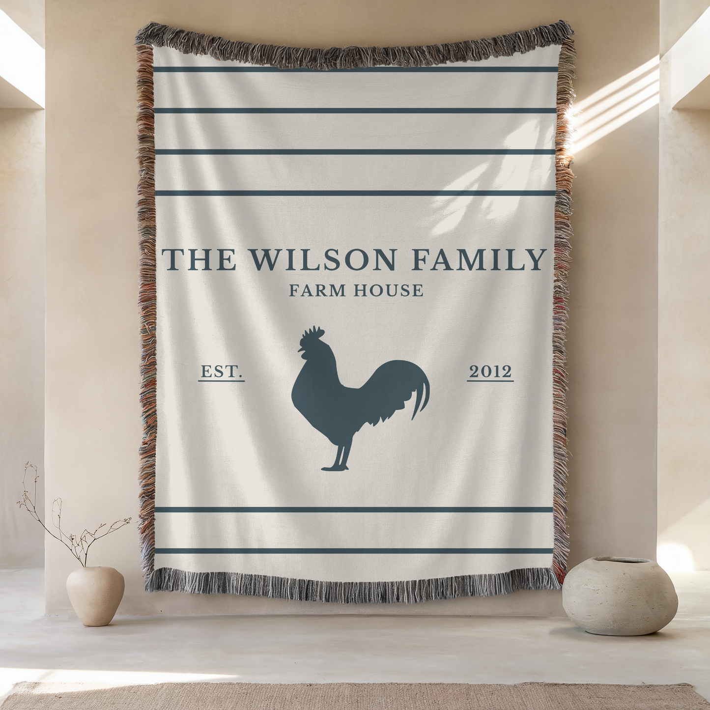 Personalized Woven Blanket | Light Rooster