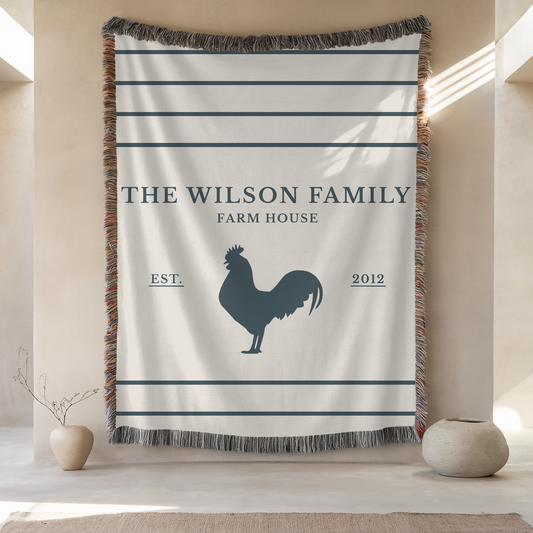 Personalized Woven Blanket | Light Rooster
