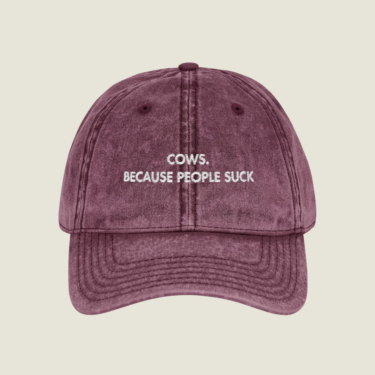 Vintage Embroidery Cap | Cows. Because People Suck | Unisex