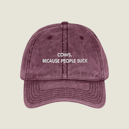 Vintage Embroidery Cap | Cows. Because People Suck | Unisex