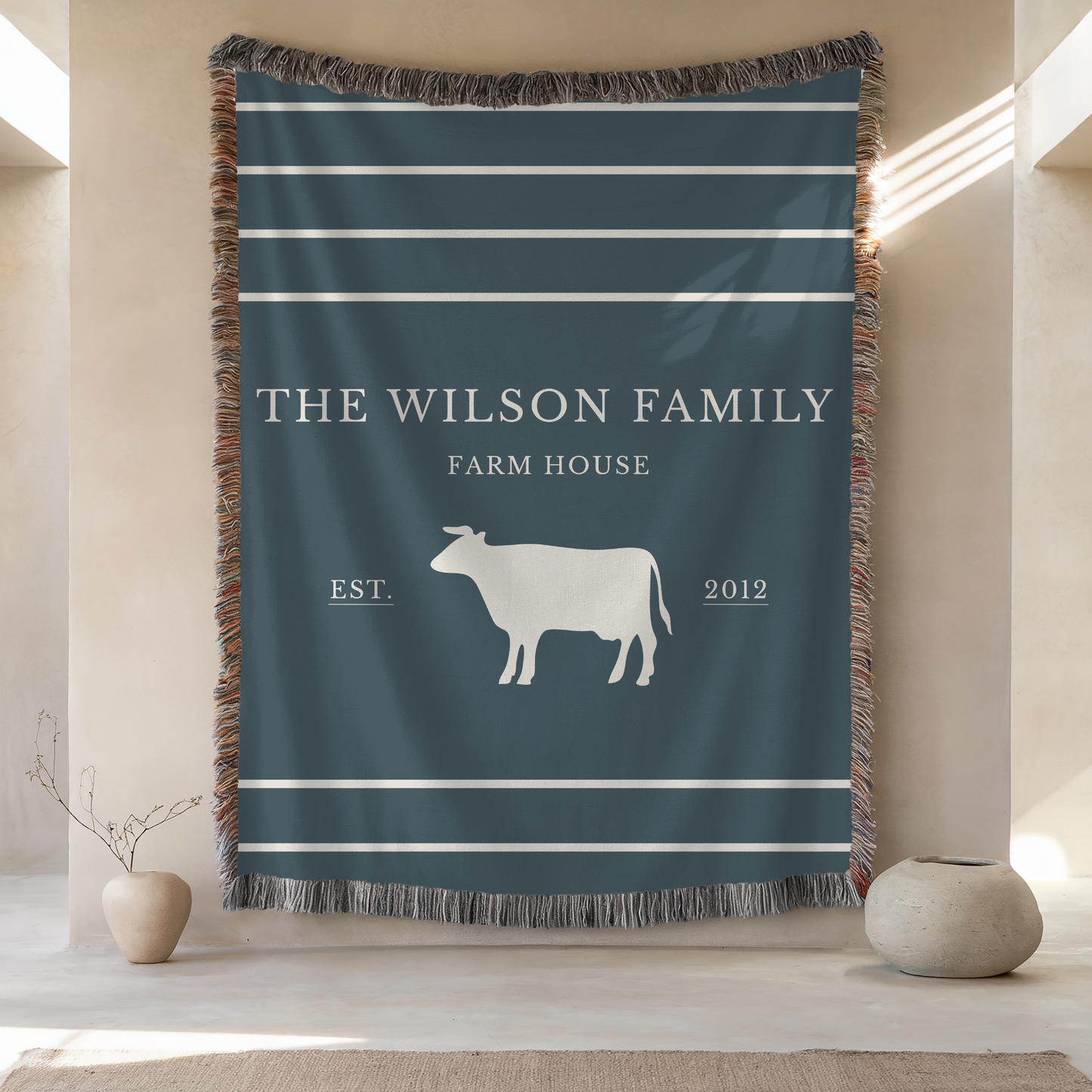 Personalized Woven Blanket | Dark Cow