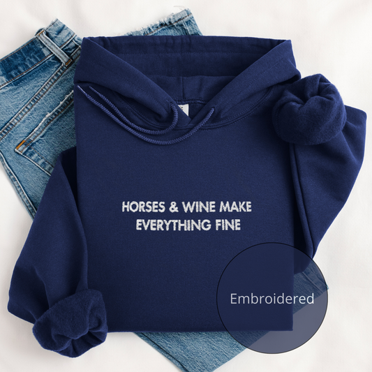 Horses & Wine | Embroidery Hoodie | Unisex