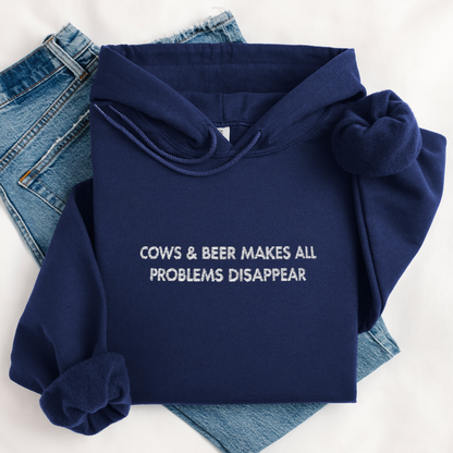 Cows & Beer | Embroidery Hoodie | Unisex