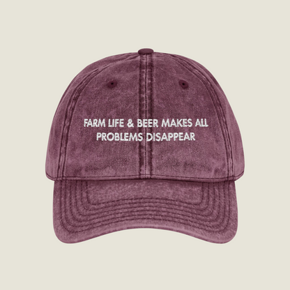 Vintage Embroidery Cap | Farm Life & Beer | Unisex