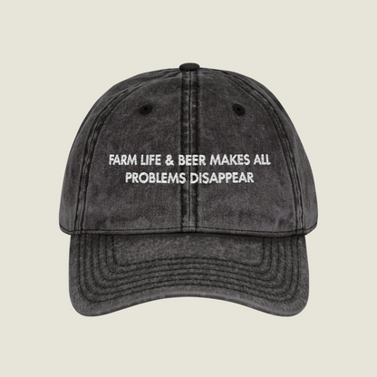 Vintage Embroidery Cap | Farm Life & Beer | Unisex