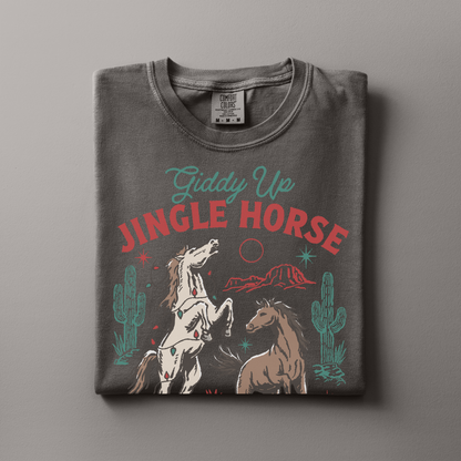 Giddy Up Jingle Horse | Christmas Cowgirl | T-shirt