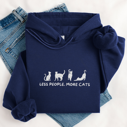 Less People, More Cats | Embroidery Hoodie | Unisex