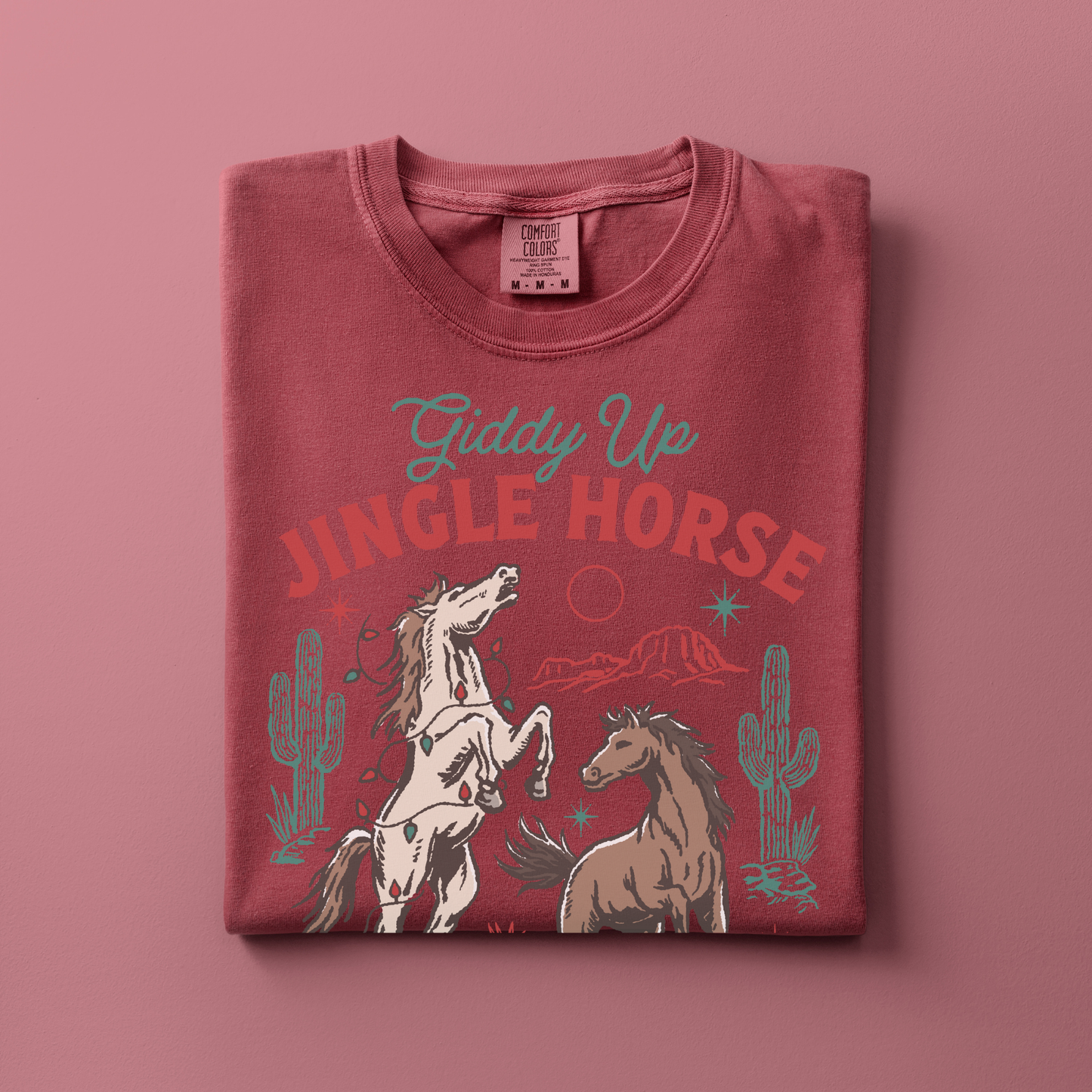 Giddy Up Jingle Horse | Christmas Cowgirl | T-shirt