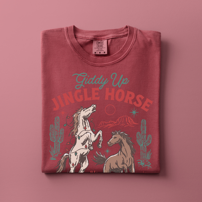 Giddy Up Jingle Horse | Christmas Cowgirl | T-shirt