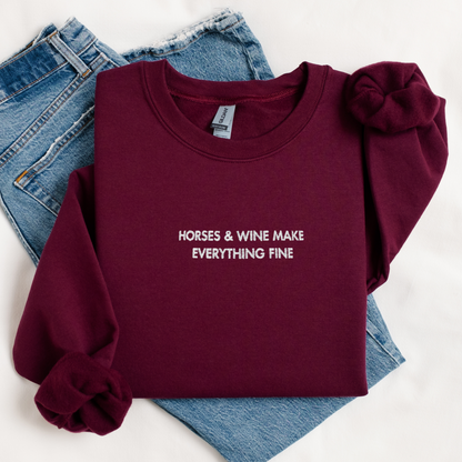 Horses & Wine | Embroidered Sweatshirt | Unisex