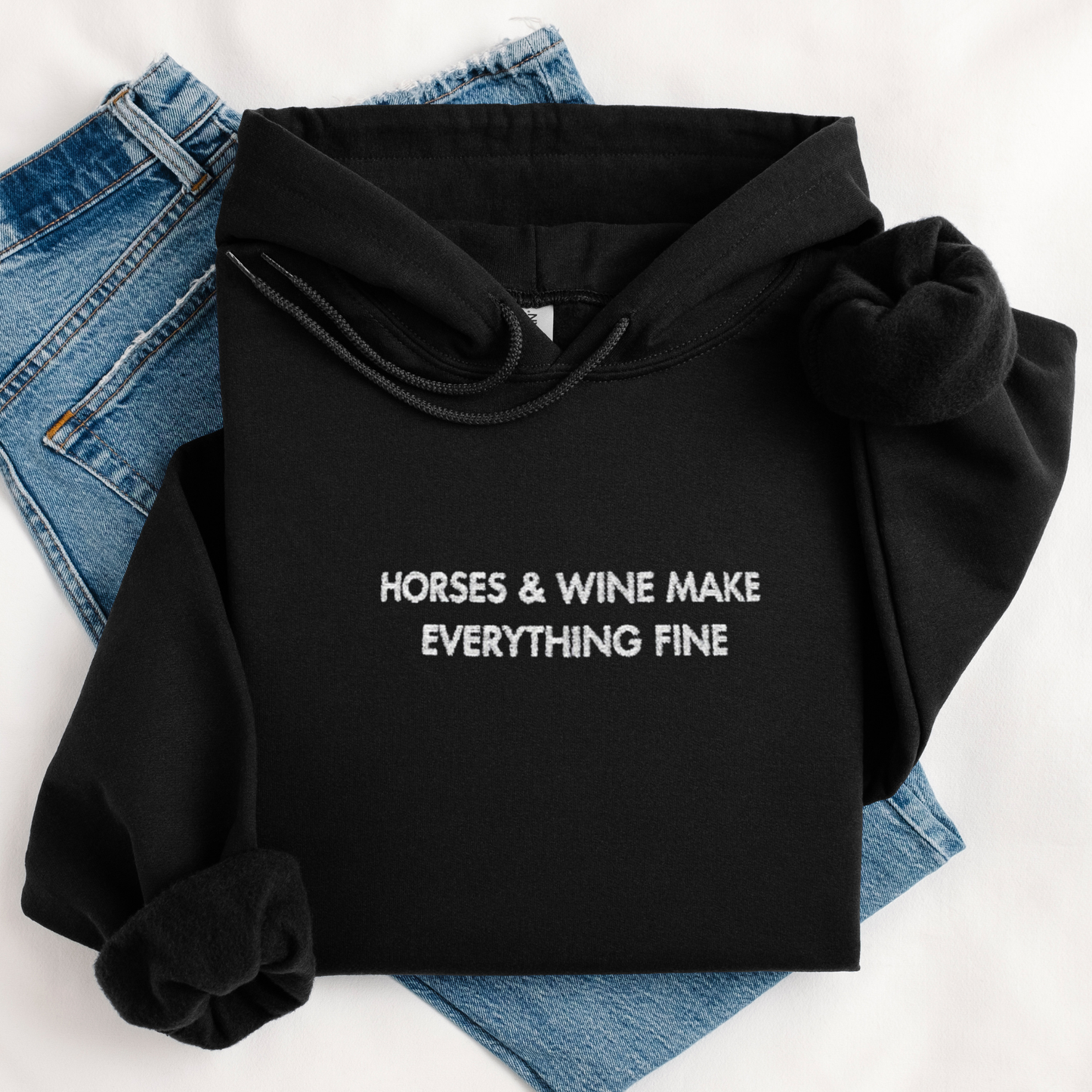 Horses & Wine | Embroidery Hoodie | Unisex