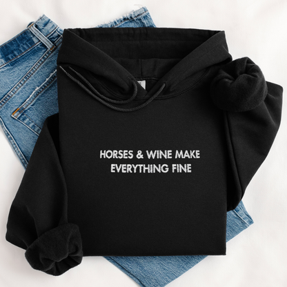Horses & Wine | Embroidery Hoodie | Unisex