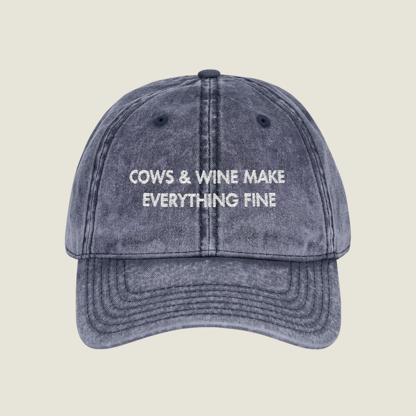 Vintage Embroidery Cap | Cows & Wine | Unisex