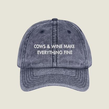 Vintage Embroidery Cap | Cows & Wine | Unisex