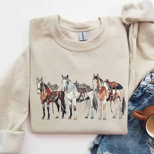 Western Horses Sweatshirt | Famous Trios | Unisex