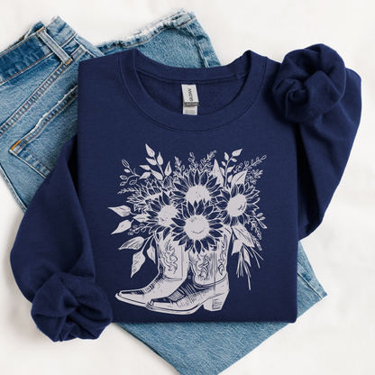 Sunflower Boots | Vintage Cowgirl | Sweatshirt
