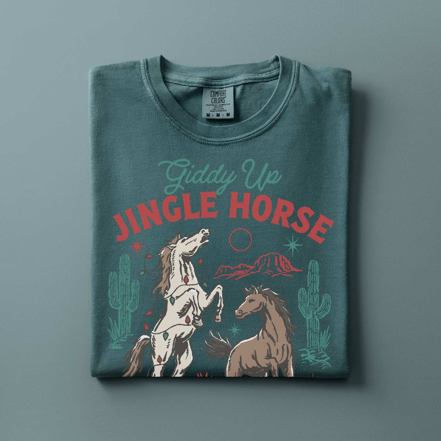 Giddy Up Jingle Horse | Christmas Cowgirl | T-shirt