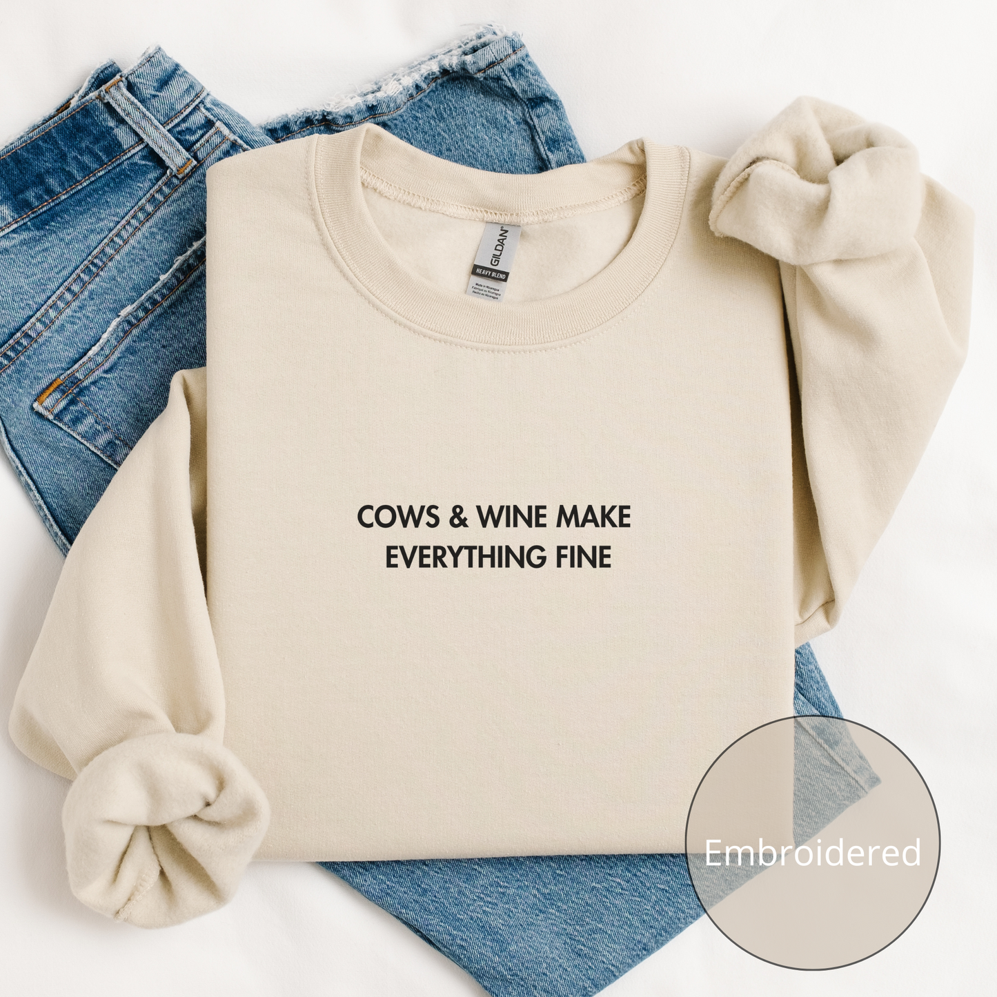 Cows & Wine | Embroidered Sweatshirt | Unisex