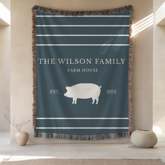 Personalized Woven Blanket | Dark Pig