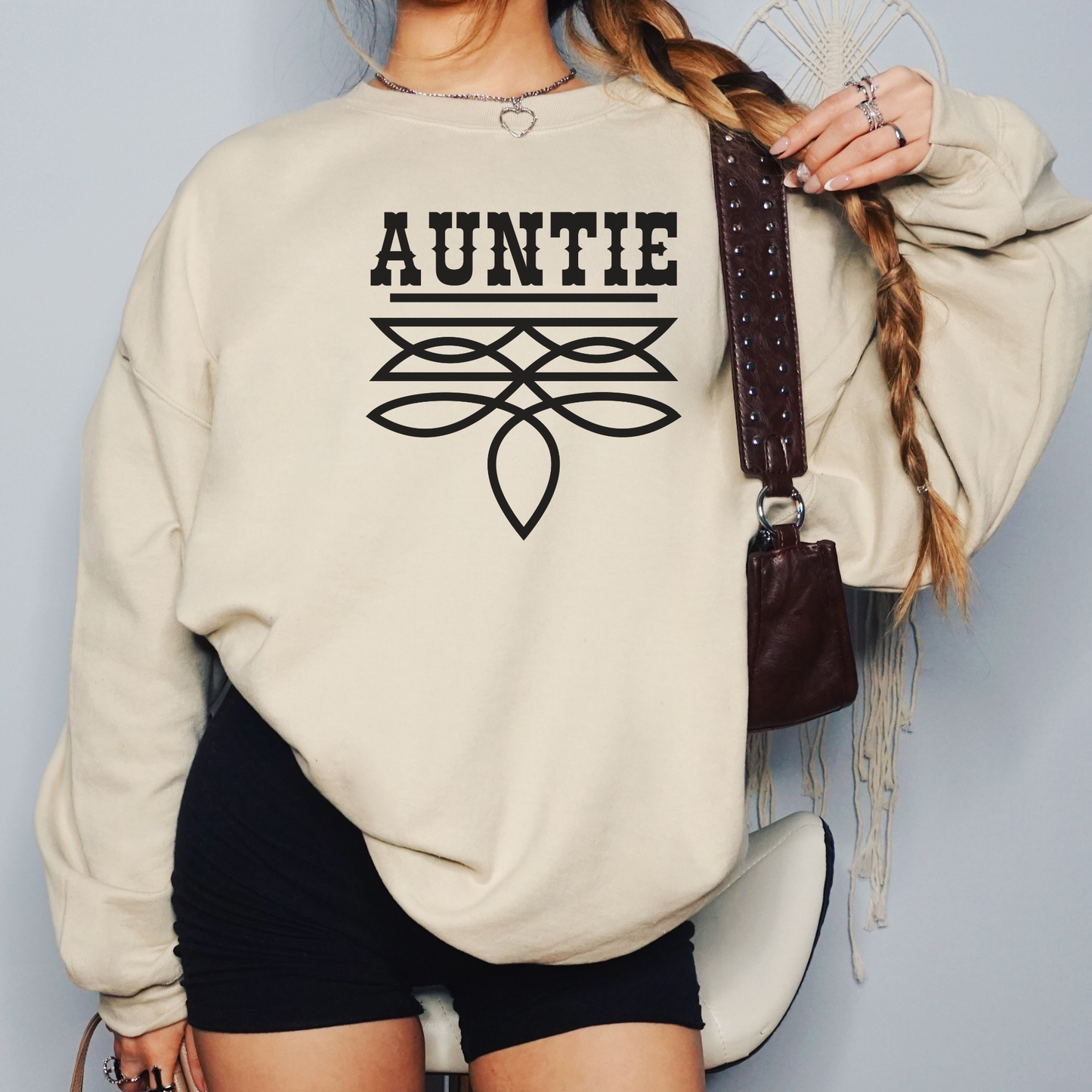 Auntie Sweater | Boot Stitch Text | Sweatshirt