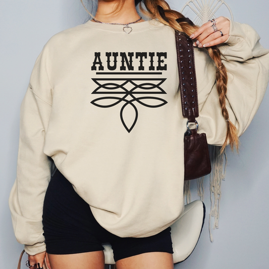 Auntie Sweater | Boot Stitch Text | Sweatshirt