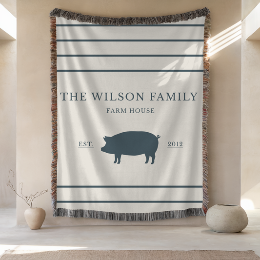 Personalized Woven Blanket | Light Pig