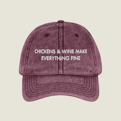 Vintage Embroidery Cap | Chickens & Wine | Unisex
