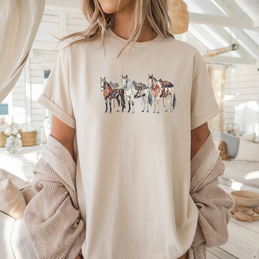 Western Horses T-shirt | Famous Trios | Unisex