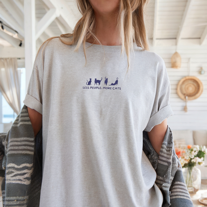 Less People, More Cats | Embroidery T-Shirt | Unisex