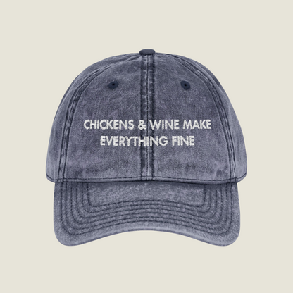 Vintage Embroidery Cap | Chickens & Wine | Unisex